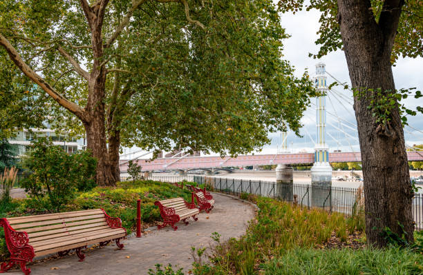 Battersea Park and Albert Bridge.