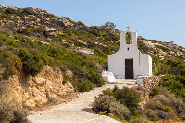 istock Traditional white chapel , Ios island, Greece. 1288126945