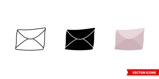 ilustraciones, imágenes clip art, dibujos animados e iconos de stock de icono de letra de 3 tipos de color, blanco y negro, contorno. símbolo de signo vectorial aislado - spamfilter