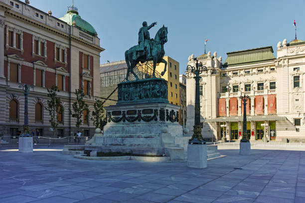 Republic Square in city of Belgrade, Serbia Belgrade, Serbia - August 12, 2019: Republic Square at the center of city of Belgrade, Serbia knez mihailova stock pictures, royalty-free photos & images