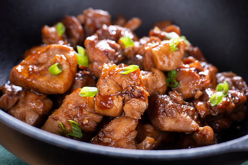 Stir-Fried Bourbon Chicken in a Wok