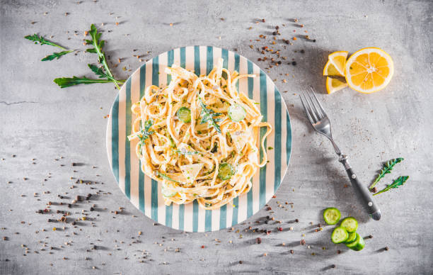 istock Pasta with a sour cream lemon and herbs 1288134325