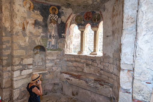 Underground tunnels within the main temple of the Chavin de Huantar archaeological site, Ancash, Peru