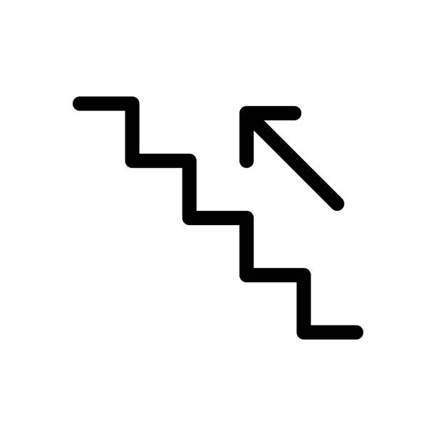 rolltreppe icon flache vektor-design trendy - escalator staircase steps moving up stock-grafiken, -clipart, -cartoons und -symbole