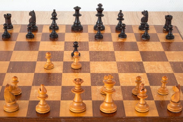 Chess pieces in starting position on a wooden oak Board Stock Photo - Alamy