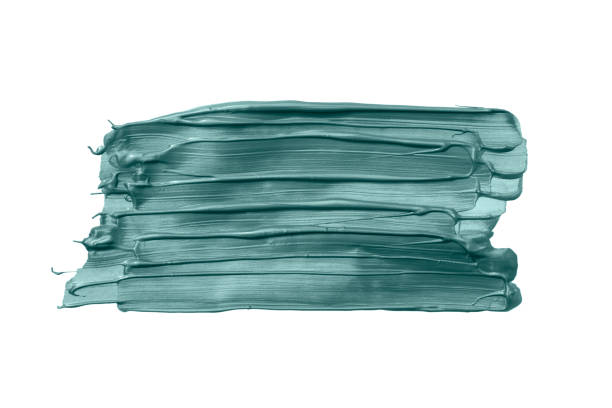 Big Rectangular blue, tide green or turquoise brush strokes or smears isolated on white background.