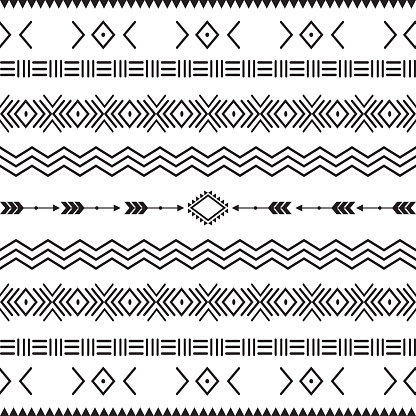 seamless pattern with motif Aztec tribal geometric shapes. seamless traditional textile bandhani sari border. creative seamless indiant bandhani textures border