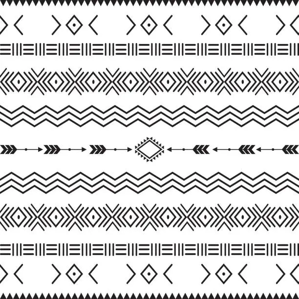 Vector illustration of seamless pattern with motif Aztec tribal geometric shapes