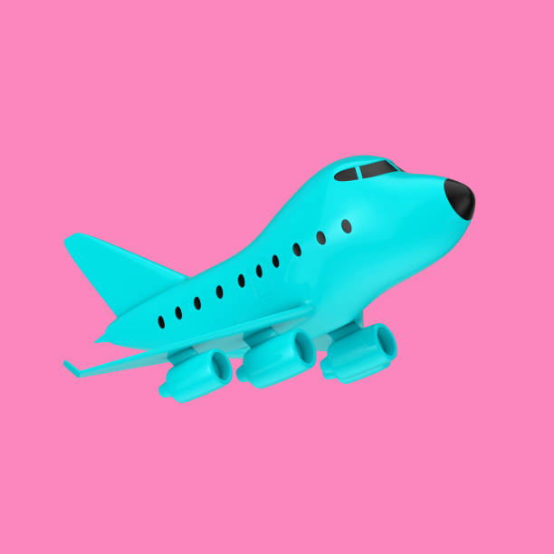 istock Blue Cartoon Toy Jet Airplane in Duotone Style. 3d Rendering 1288144841