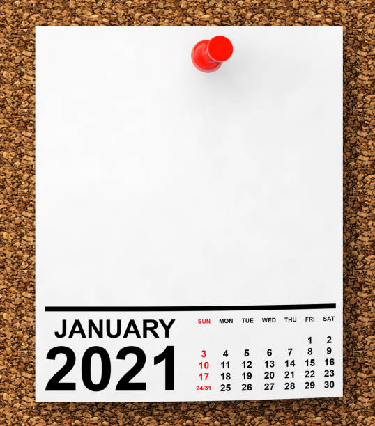 istock Calendar January 2021 on Blank Note Paper. 3d Rendering 1288144955