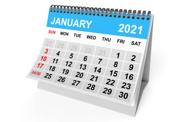 istock 2021 Year January Calendar. 3d Rendering 1288145012