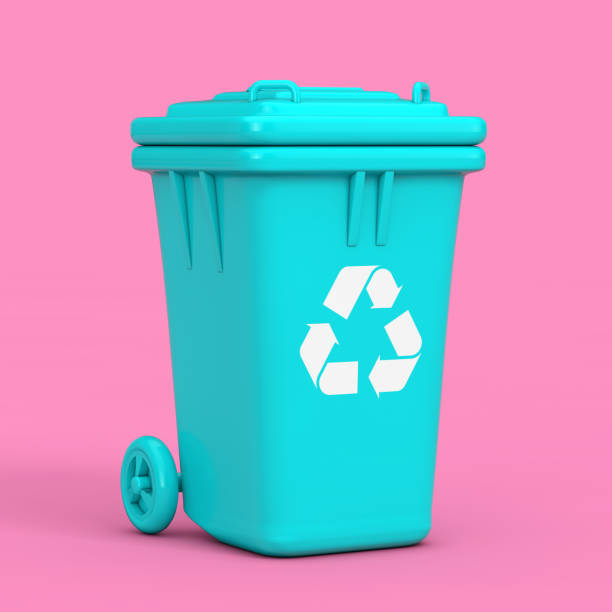 istock Recycle Sign Blue Garbage Trash Bin in Duotone Style. 3d Rendering 1288147045