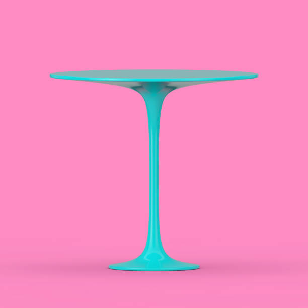 istock Blue Modern Plastic Round Table Mock Up in Duotone Style. 3d Rendering 1288149935
