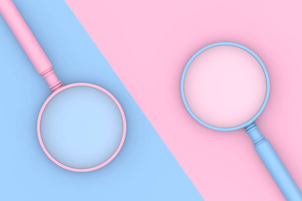 istock Blue and Pink Magnifying Glass in Duotone Style. 3d Rendering 1288149966