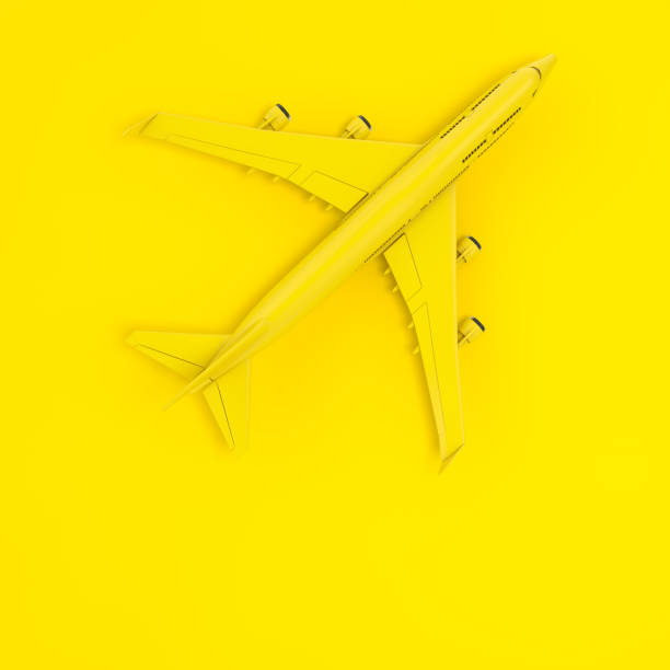 istock Top View of  Yellow Jet Passenger's Airplane as Duotone Style. 3d Rendering 1288152304