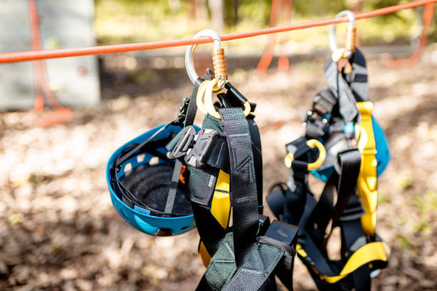 istock Climbing equipment at amusement park 1288159318