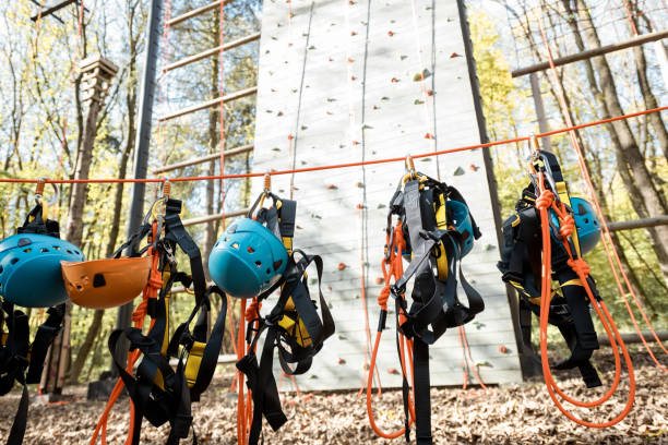 istock Climbing equipment at amusement park 1288159359