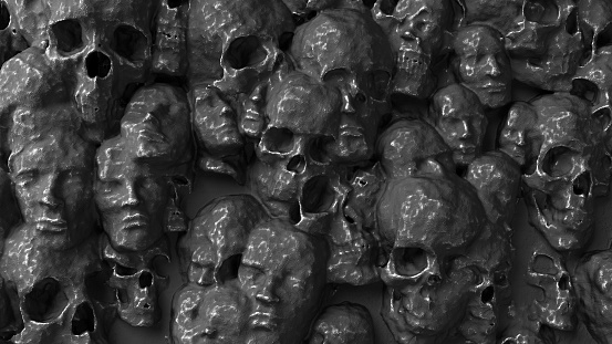 Skulls and faces melted together