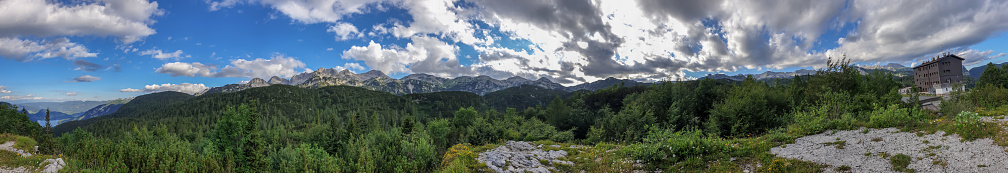 Photo of Vihren peak and the vertical wall, climbing the Dzhamjiev edge.