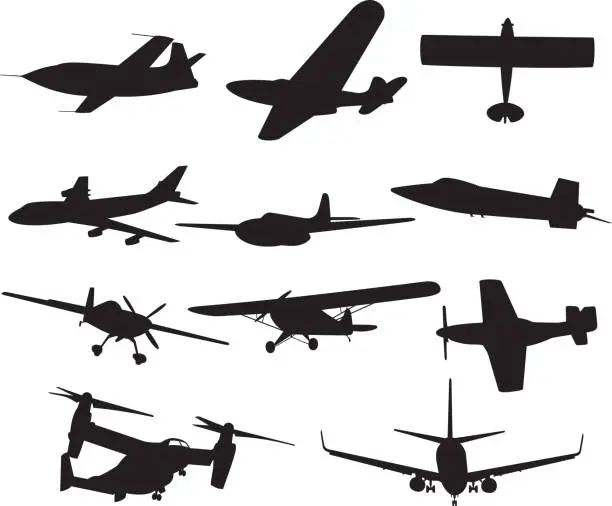Vector illustration of Plane Silhouettes