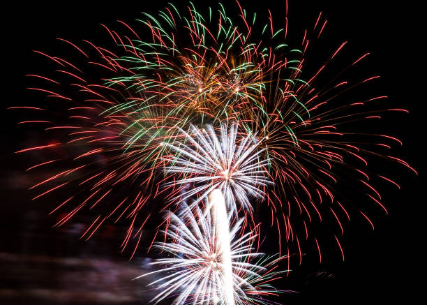 istock Beautiful fireworks in night sky for New Year 1288166185