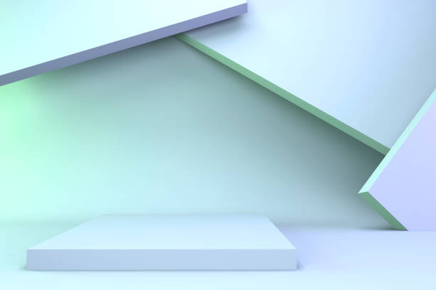istock 3d render pedestal on a blue-green background. Minimalistic podium concept for goods. 1288166268