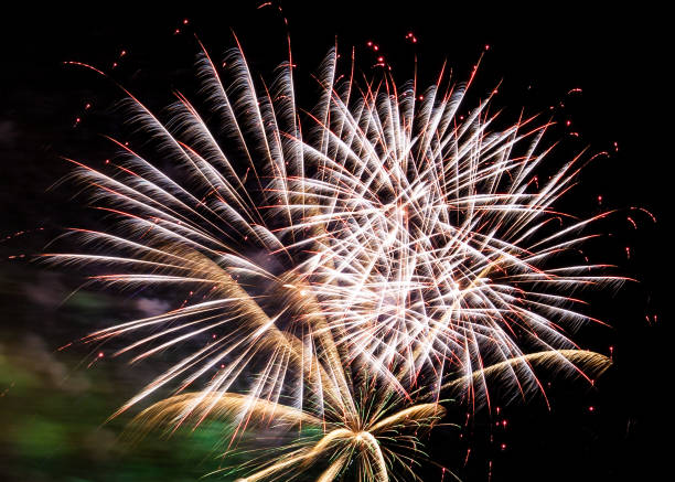 istock Beautiful fireworks in night sky for New Year 1288168504