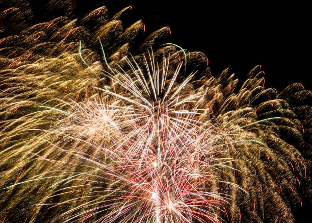 istock Beautiful fireworks in night sky for New Year 1288168512