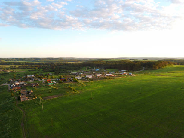 istock rural scene at sunset.view from a drone. 1288171374
