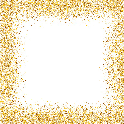 Glitter Gold Frame On White Background Golden Border Design Luxury Greeting  Card Template Shining Confetti Particles Bright Dust Decoration Vector  Illustration Stock Illustration - Download Image Now - iStock