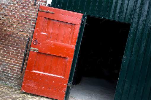 Dokkum, Friesland, Netherlands: Old Red Barn Door in Dokkum, one of the 11 Friesian historic cities.