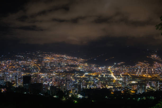 A view from the hills overlooking Sabaneta, Antioquia, Colombia on the night of November 30, 2019