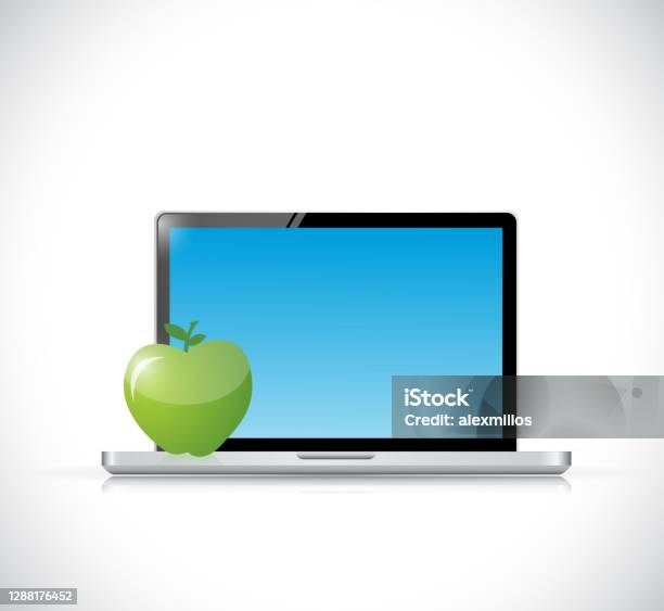 Computer And Apple Illustration Design Stock Illustration - Download ...