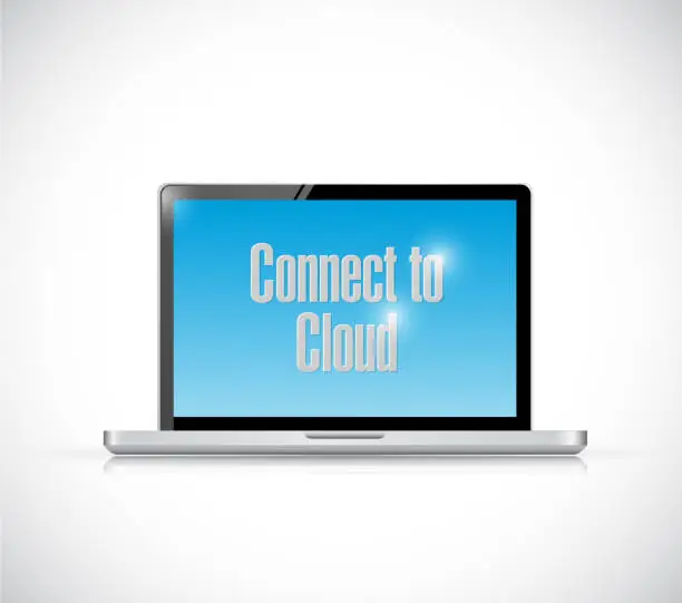 Vector illustration of Connect to cloud laptop message illustration