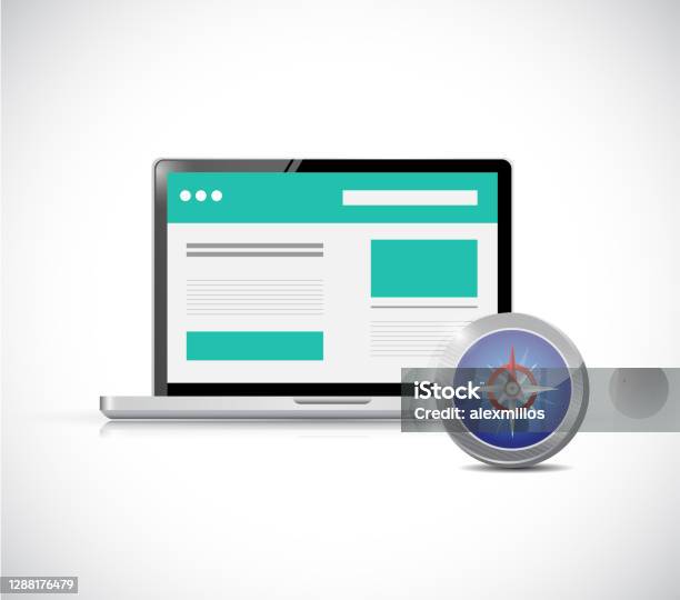 Compass Website Look Website And Compass Illustration Design Stock Illustration - Download ...