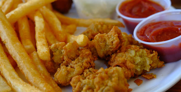 Fried Oysters and Fries stock photo