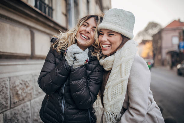 Two beautiful women on the street
