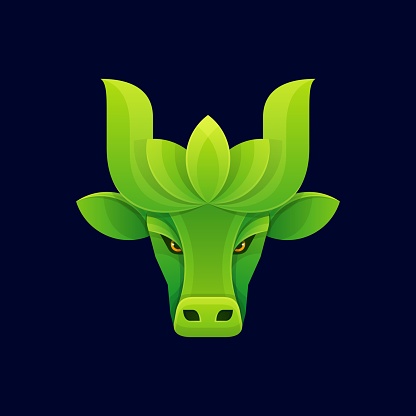 Vector Illustration Nature Bull Gradient Colorful Style.