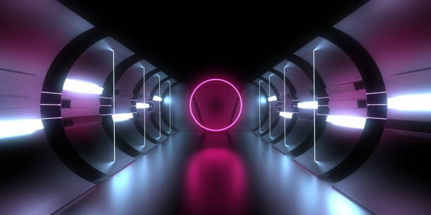 istock 3D abstract background with neon lights. neon tunnel .space construction . 3d illustration 1288198118