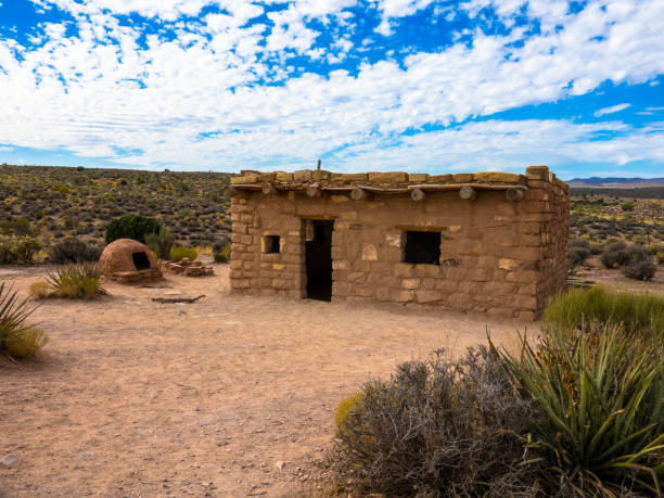 Native American house of Hualapai tribe in Grand Canyon Building of the ancient Indians of the Hopi tribe, near Grand Canyon, Arizona USA hopi culture photos stock pictures, royalty-free photos & images