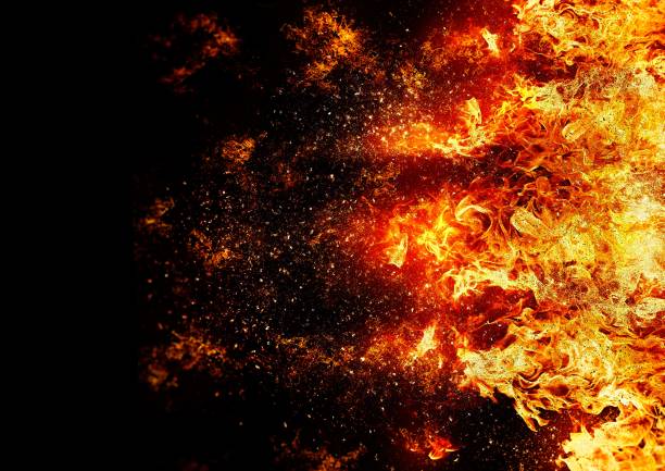 ilustração 3d de uma chama em chamas com o conceito de ciência - exploding abstract fractal futuristic - fotografias e filmes do acervo