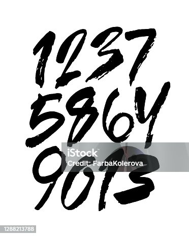 istock set of calligraphic acrylic or ink numbers. ABC for your design, brush lettering on a white background 1288213788
