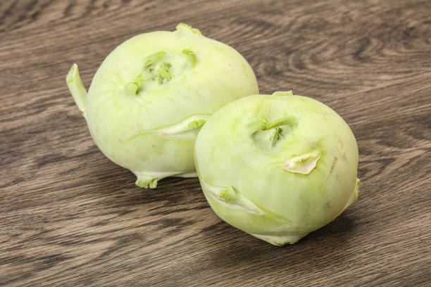 Vegan cuisine - raw ripe kohlrabi cabbage