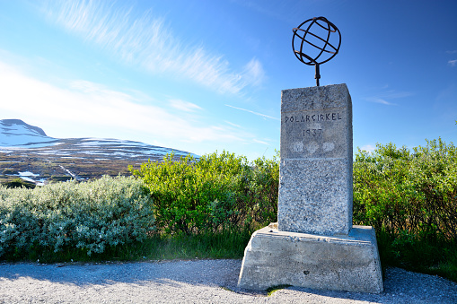 The Polar Circle monument at Saltfjellet mountain area in Nordland county, Norway