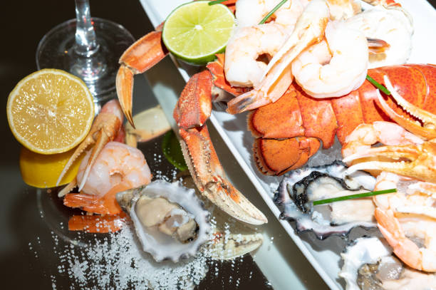 istock Luxury seafood platter with a martini 1288216661