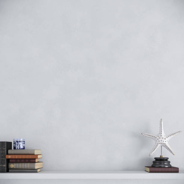 istock Books, decorative accessories on white desk, shelf with white background 1288216712
