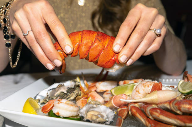 istock Eating Luxury seafood platter with a martini 1288217713