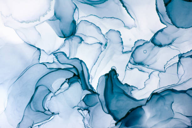 istock Closeup of blue alcohol ink abstract texture 1288221211