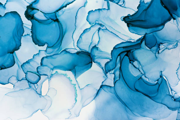 istock Closeup of blue alcohol ink abstract texture 1288221297