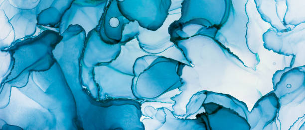 istock Closeup of blue alcohol ink abstract texture 1288222265